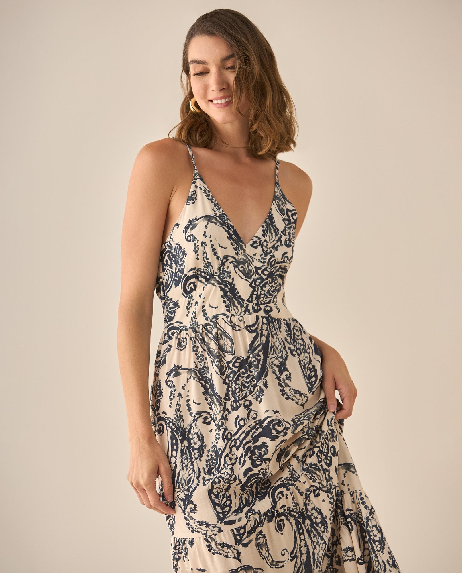 Vestido con escote en V para mujer - Azul 34_693G009_AZU193920_3