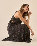 Vestido largo con mini aberturas laterales para mujer - Negro