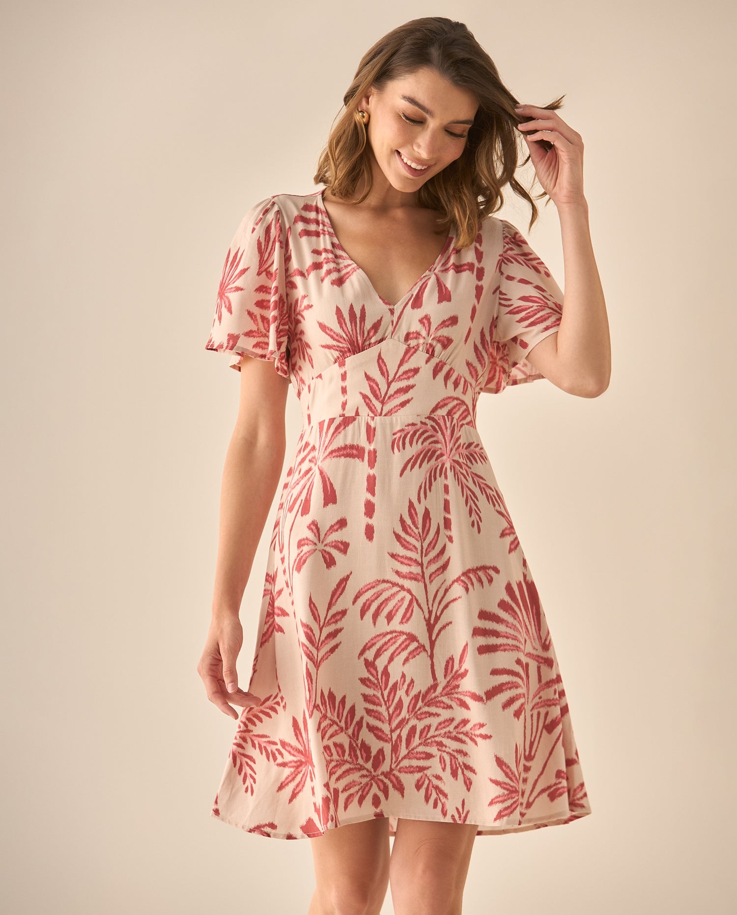 Vestido largo con estampado para mujer - Rosa