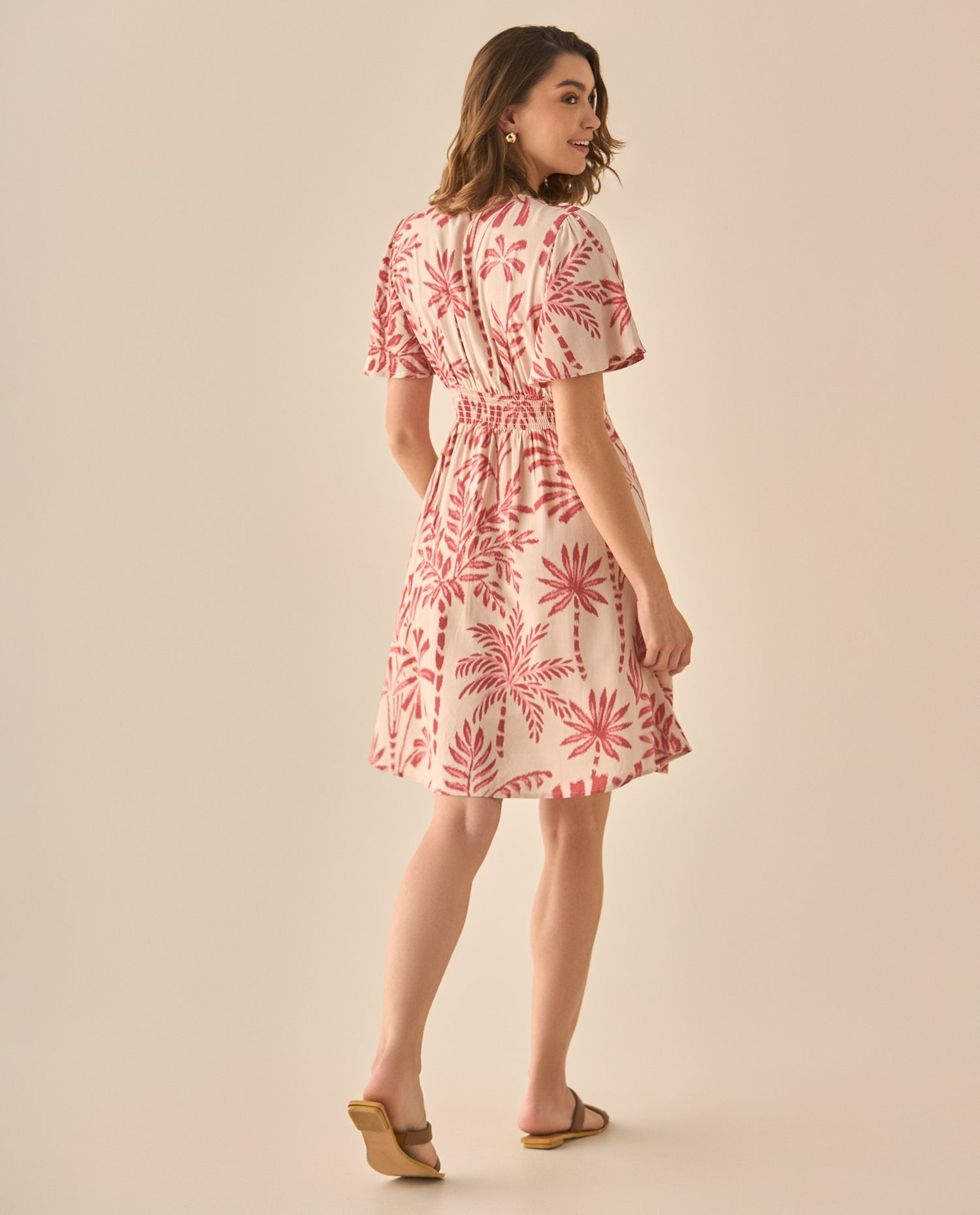 Vestido largo con estampado para mujer - Rosa