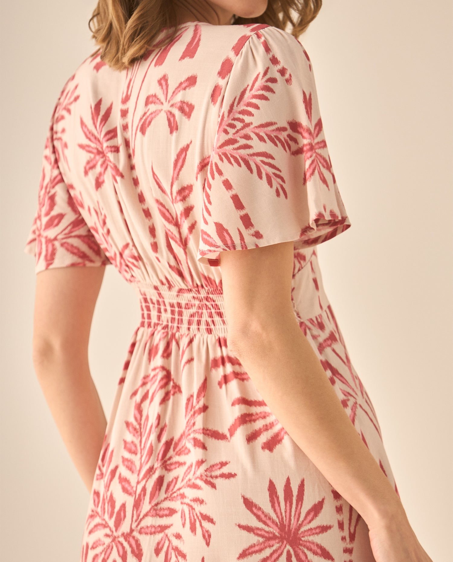 Vestido largo con estampado para mujer - Rosa