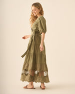 Vestido largo con bolero y bordados para mujer  - Verde