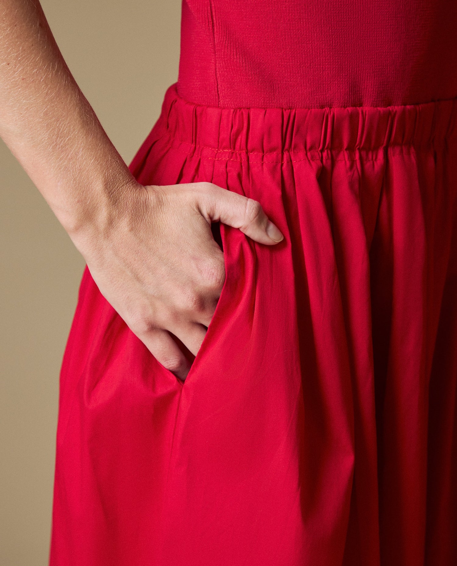 Vestido manga sisa denim ligero - Rojo