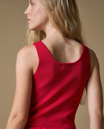 Vestido manga sisa denim ligero - Rojo