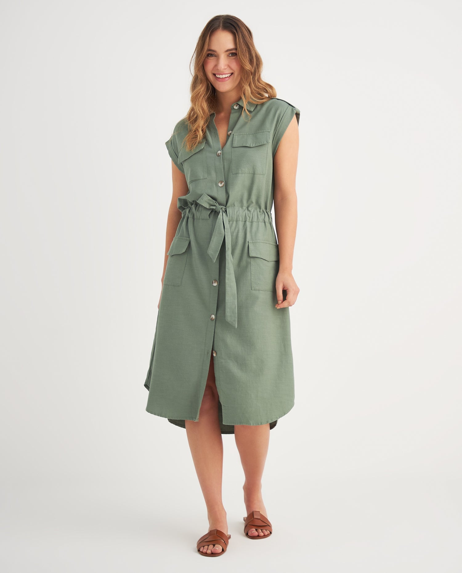 Vestido manga sisa para mujer - Verde