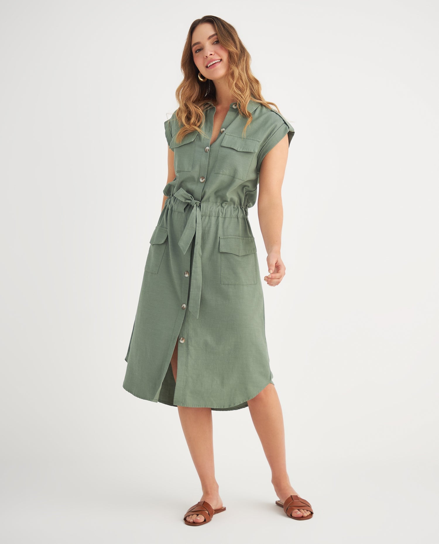 Vestido manga sisa para mujer - Verde