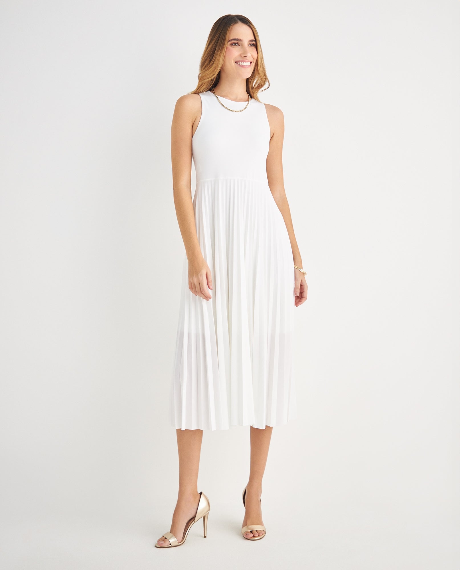 Vestido con falda plisada para mujer - Crudo 34_699F004_CRU110602_0