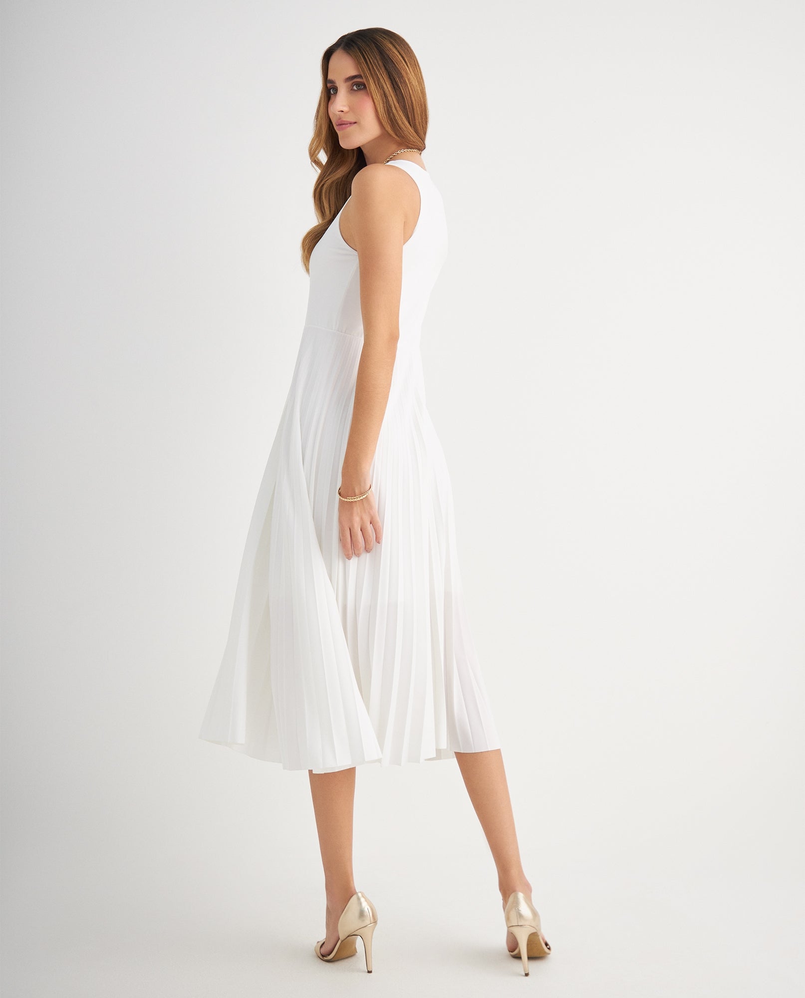 Vestido con falda plisada para mujer - Crudo 34_699F004_CRU110602_4