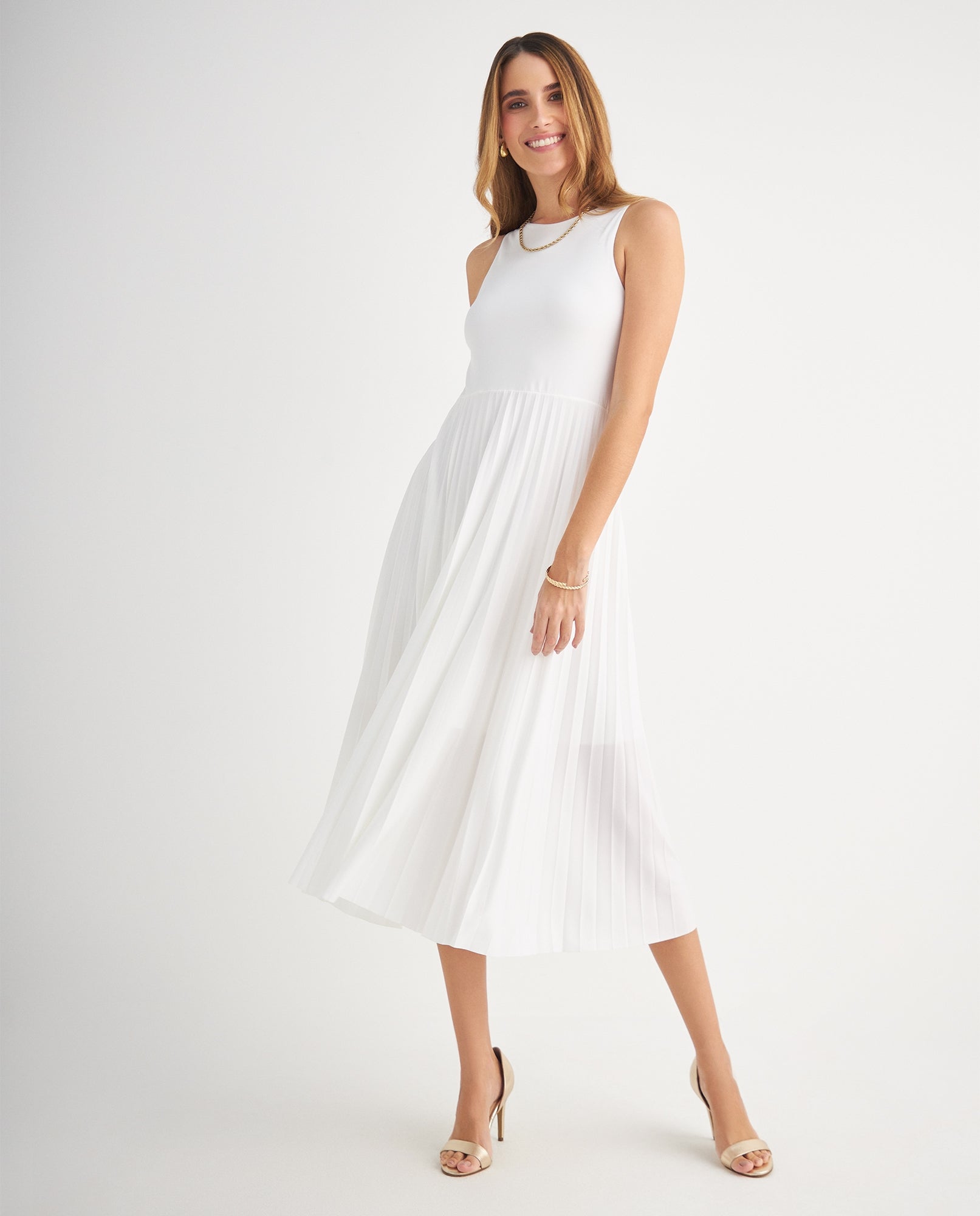 Vestido con falda plisada para mujer - Crudo 34_699F004_CRU110602_6