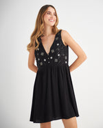Vestido con apliques para mujer - Negro
