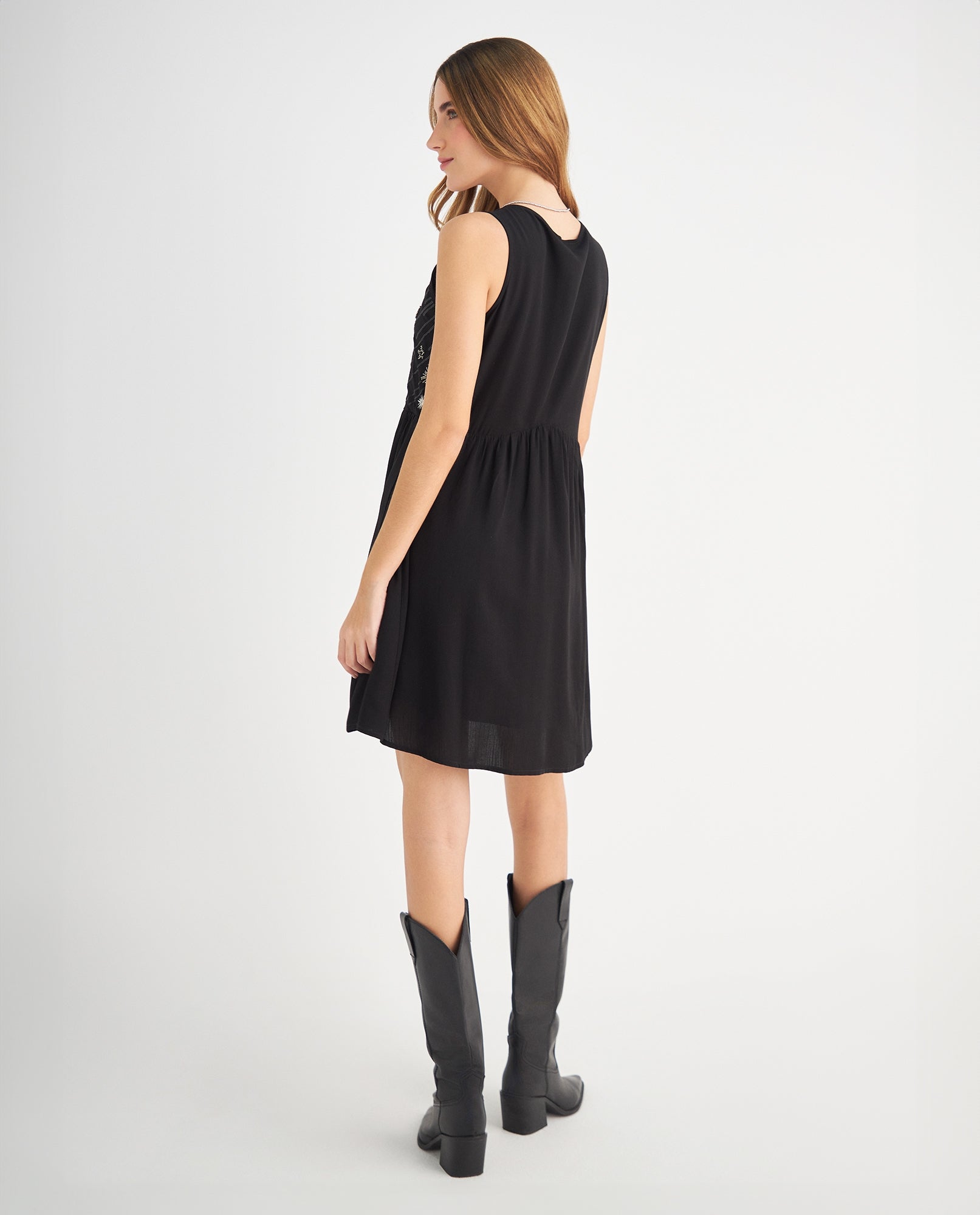 Vestido con apliques para mujer - Negro 34_699F007_NEG190303_4