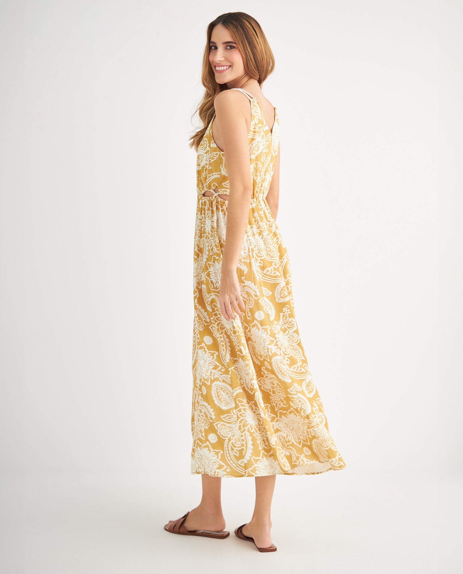 Vestido con detalles cut out para mujer - Amarillo