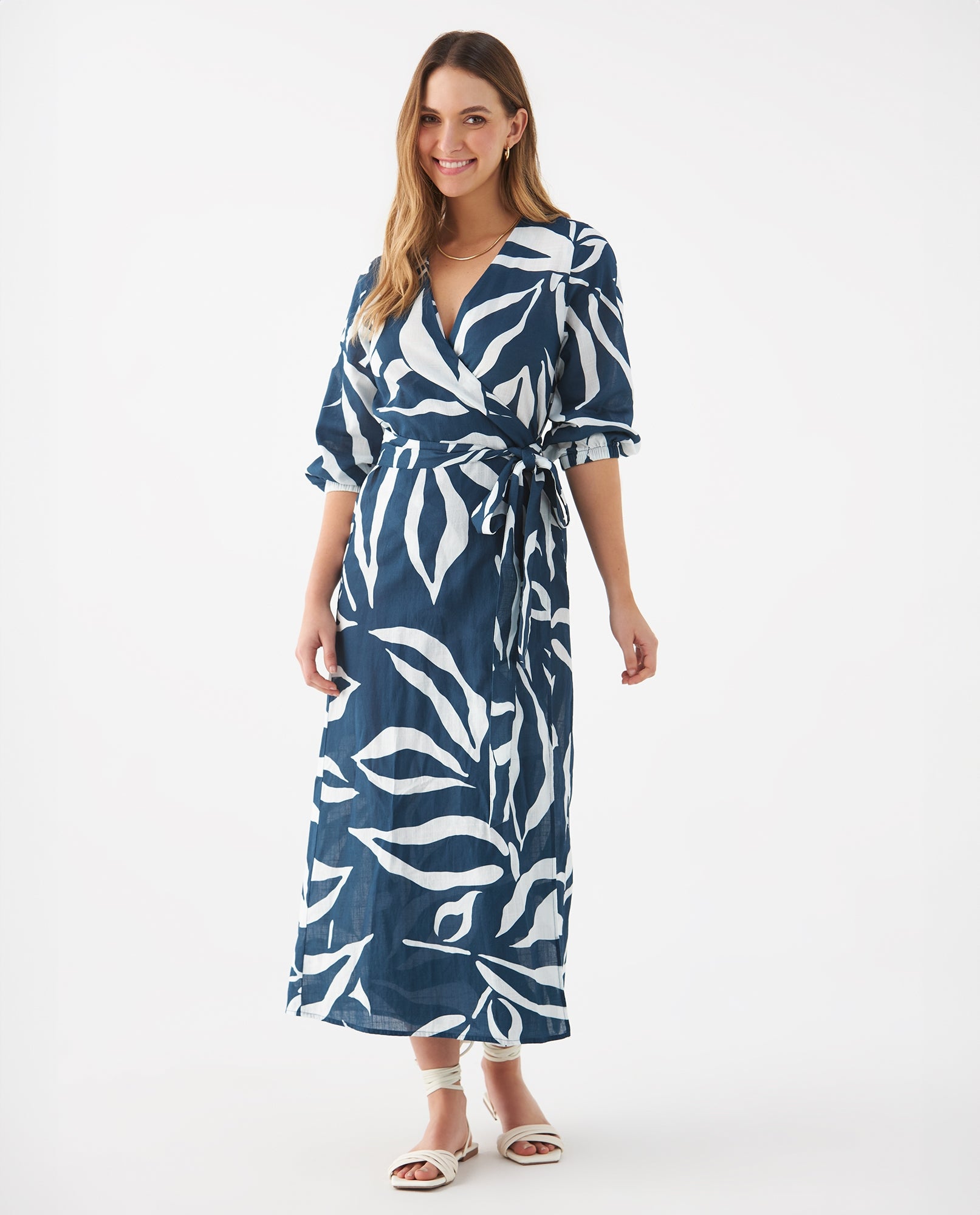Vestido de tela fluida para mujer - Azul 34_699F010_AZU194122_0