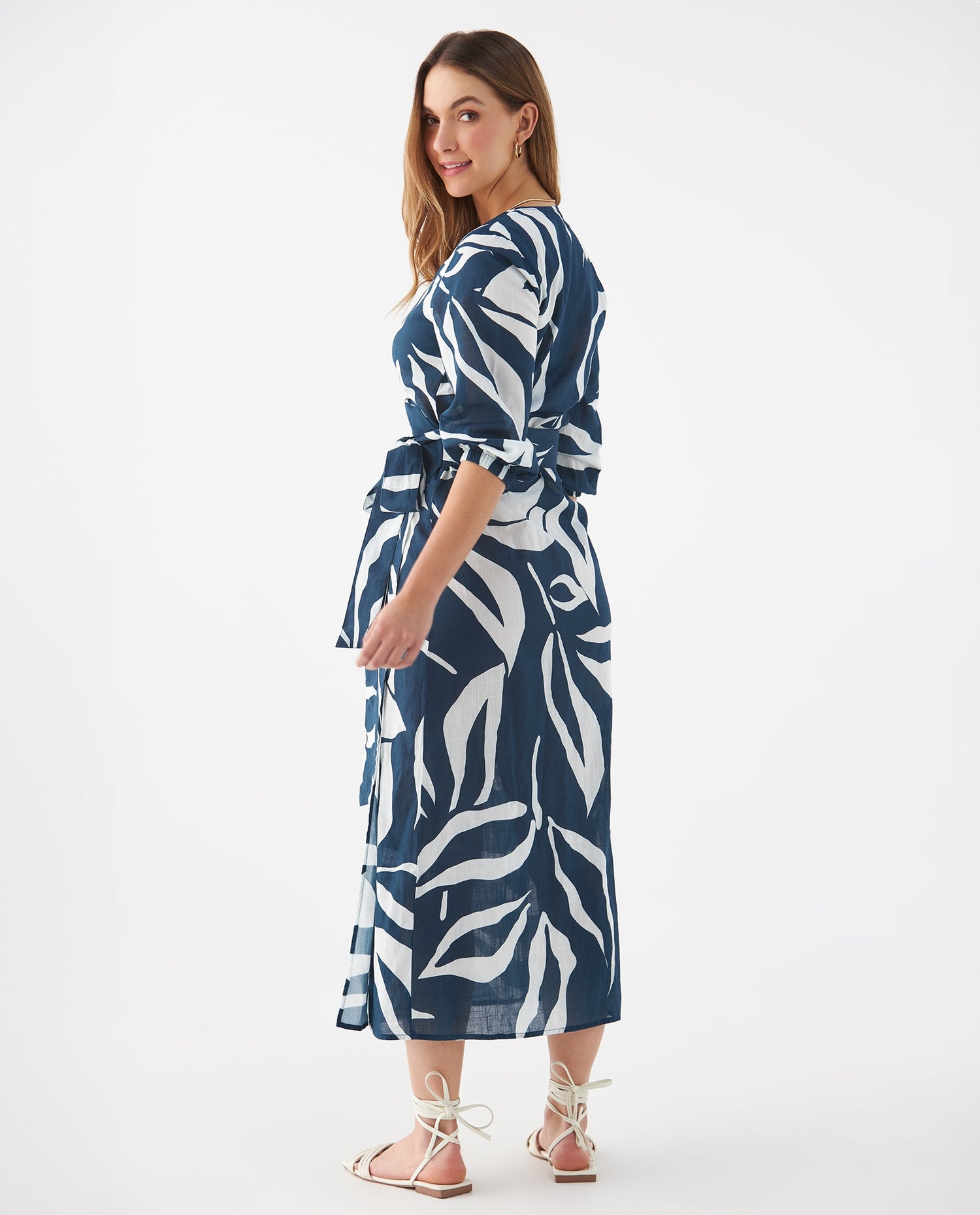 Vestido de tela fluida para mujer - Azul