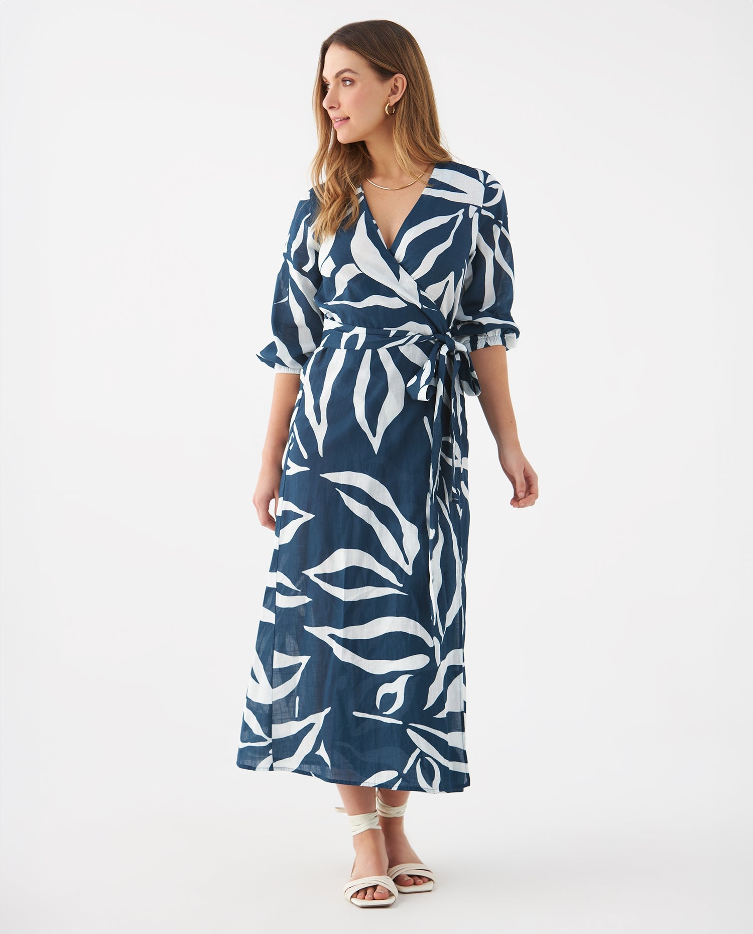 Vestido de tela fluida para mujer - Azul