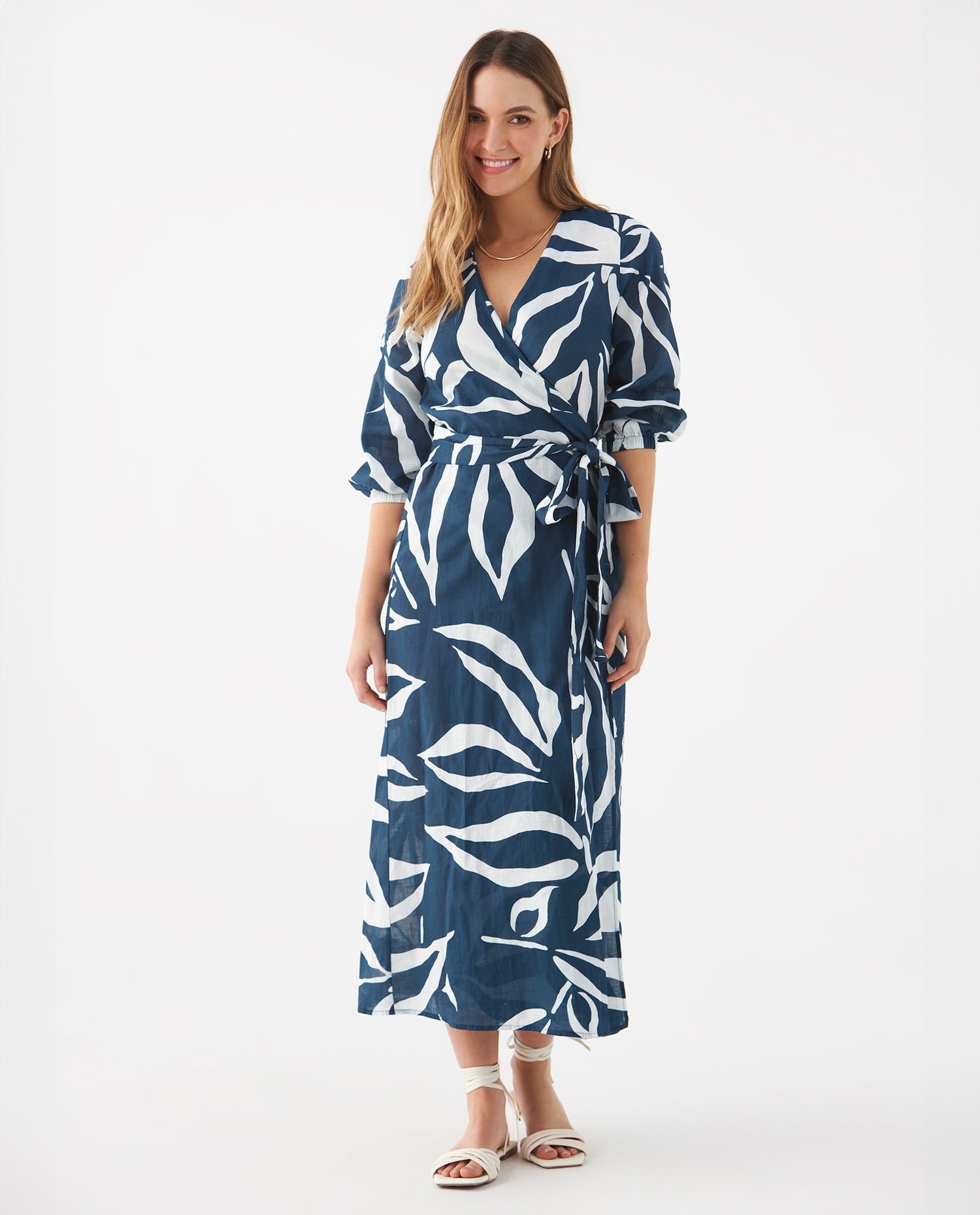 Vestido de tela fluida para mujer - Azul