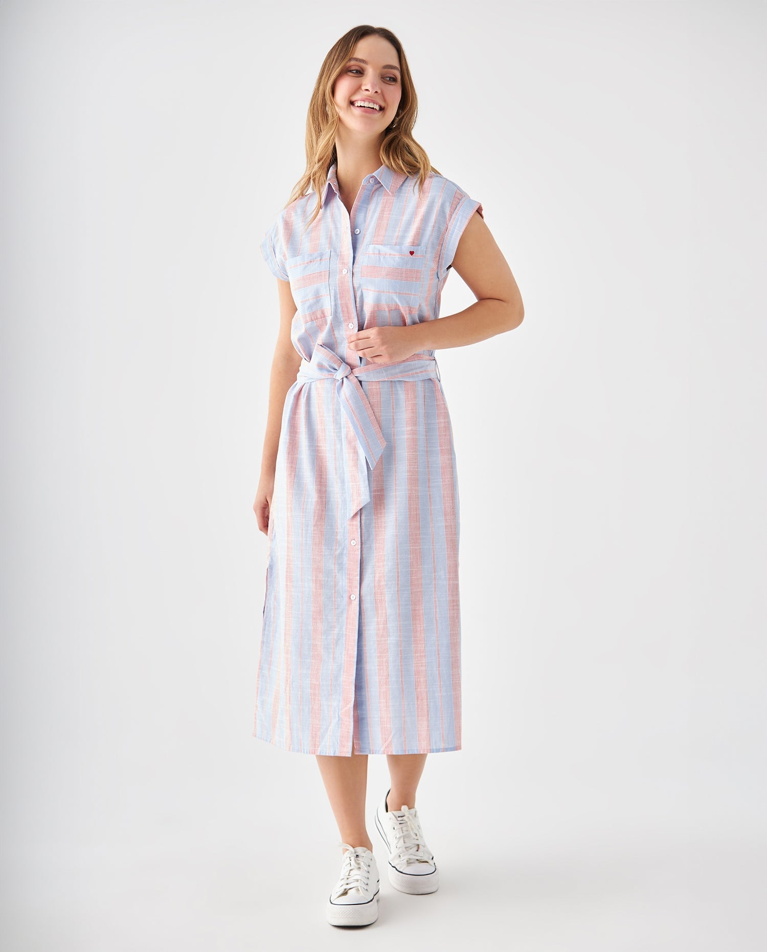 Vestido tipo camisa para mujer - Azul