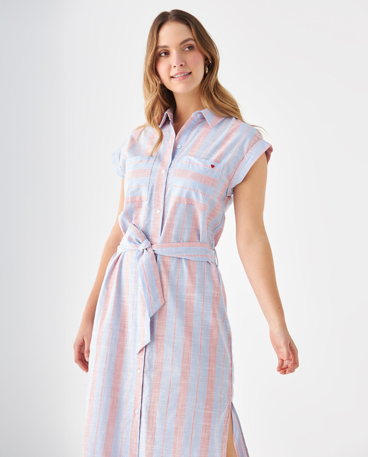Vestido tipo camisa para mujer - Azul