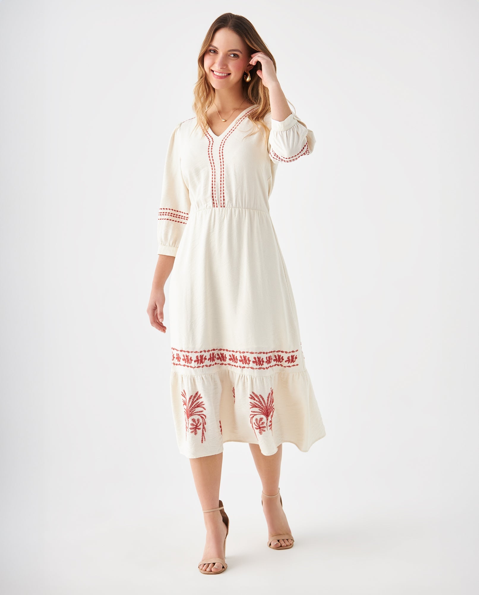 Vestido con escote en V para mujer - Crudo 34_699F020_CRU110602_6