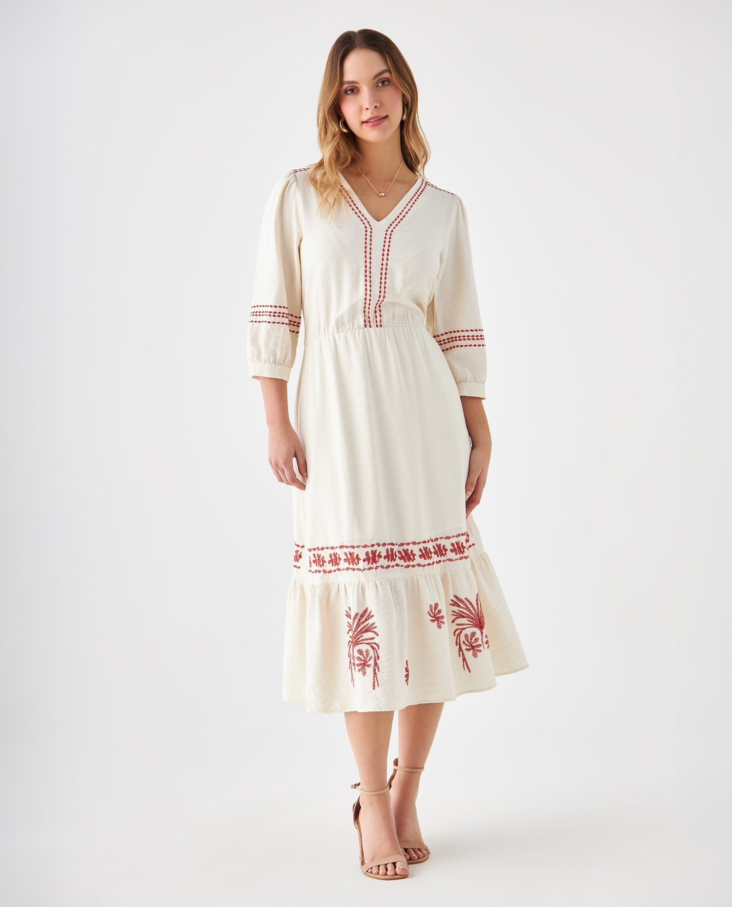 Vestido con escote en V para mujer - Crudo