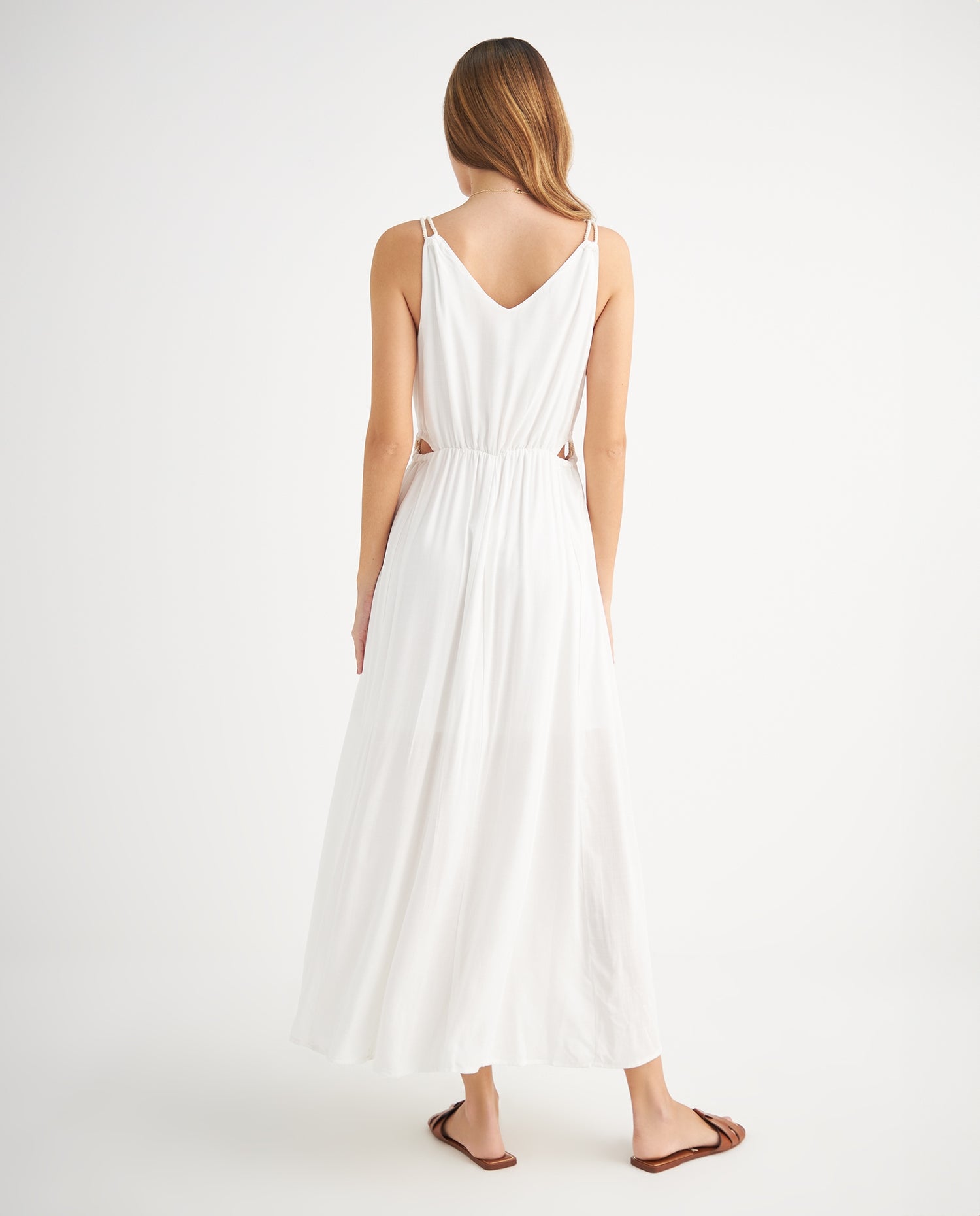 Vestido de tiras con manualidad para mujer - Crudo