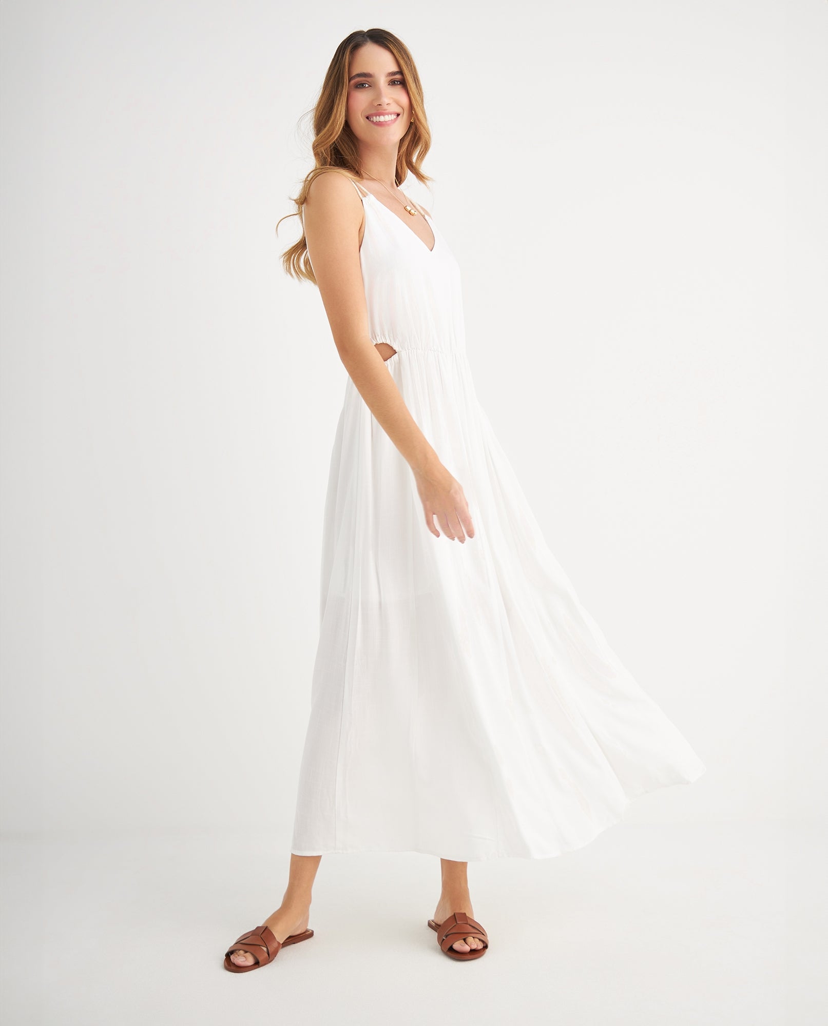 Vestido de tiras con manualidad para mujer - Crudo 34_699F022_CRU110602_5