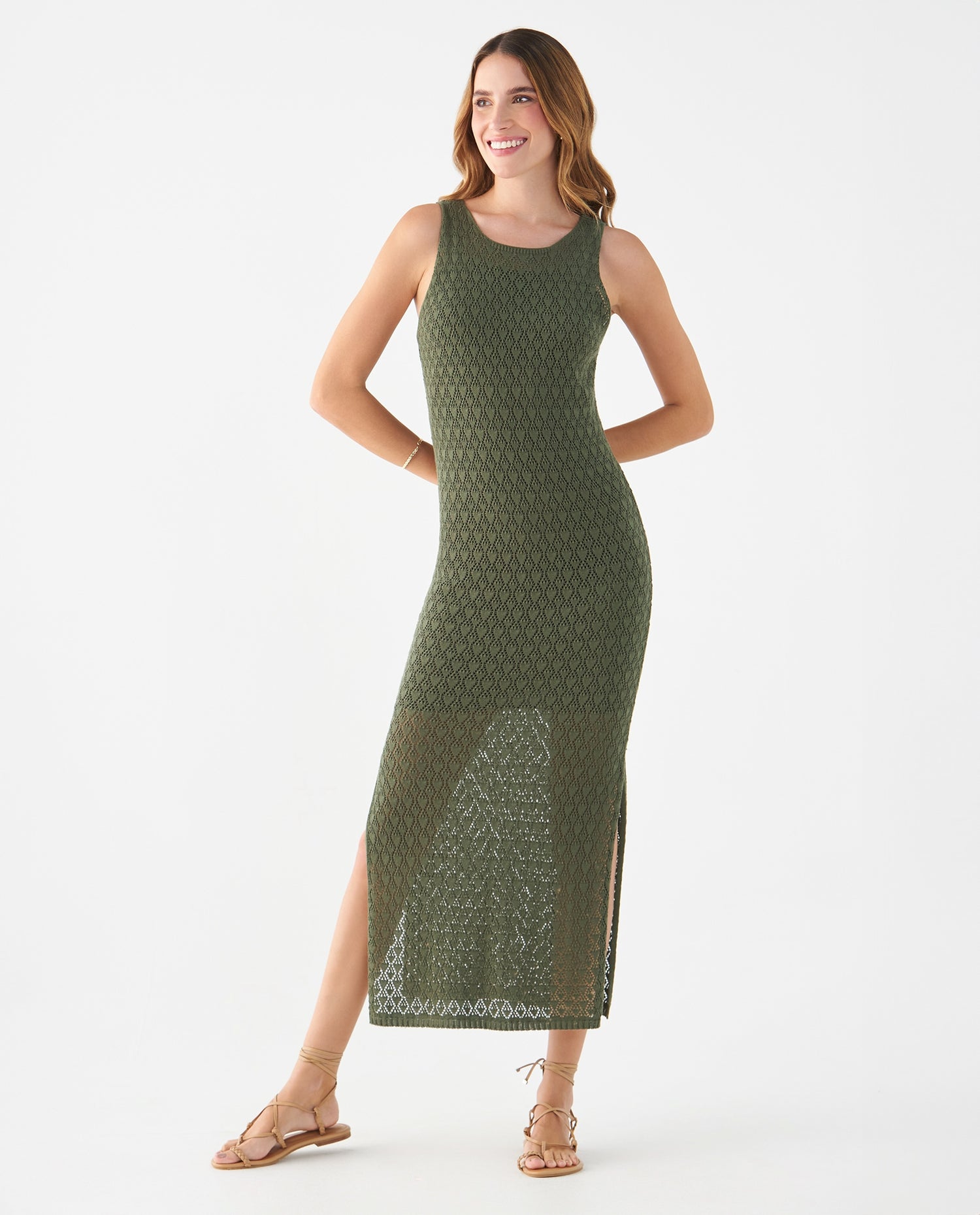 Vestido largo tejido para mujer - Verde