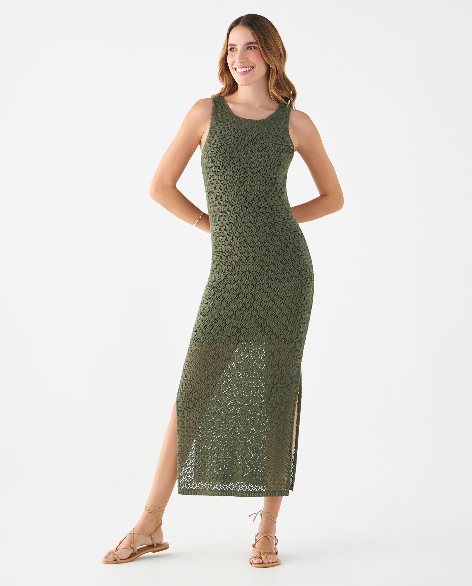 Vestido largo tejido para mujer - Verde 34_699F100_VER165820_0