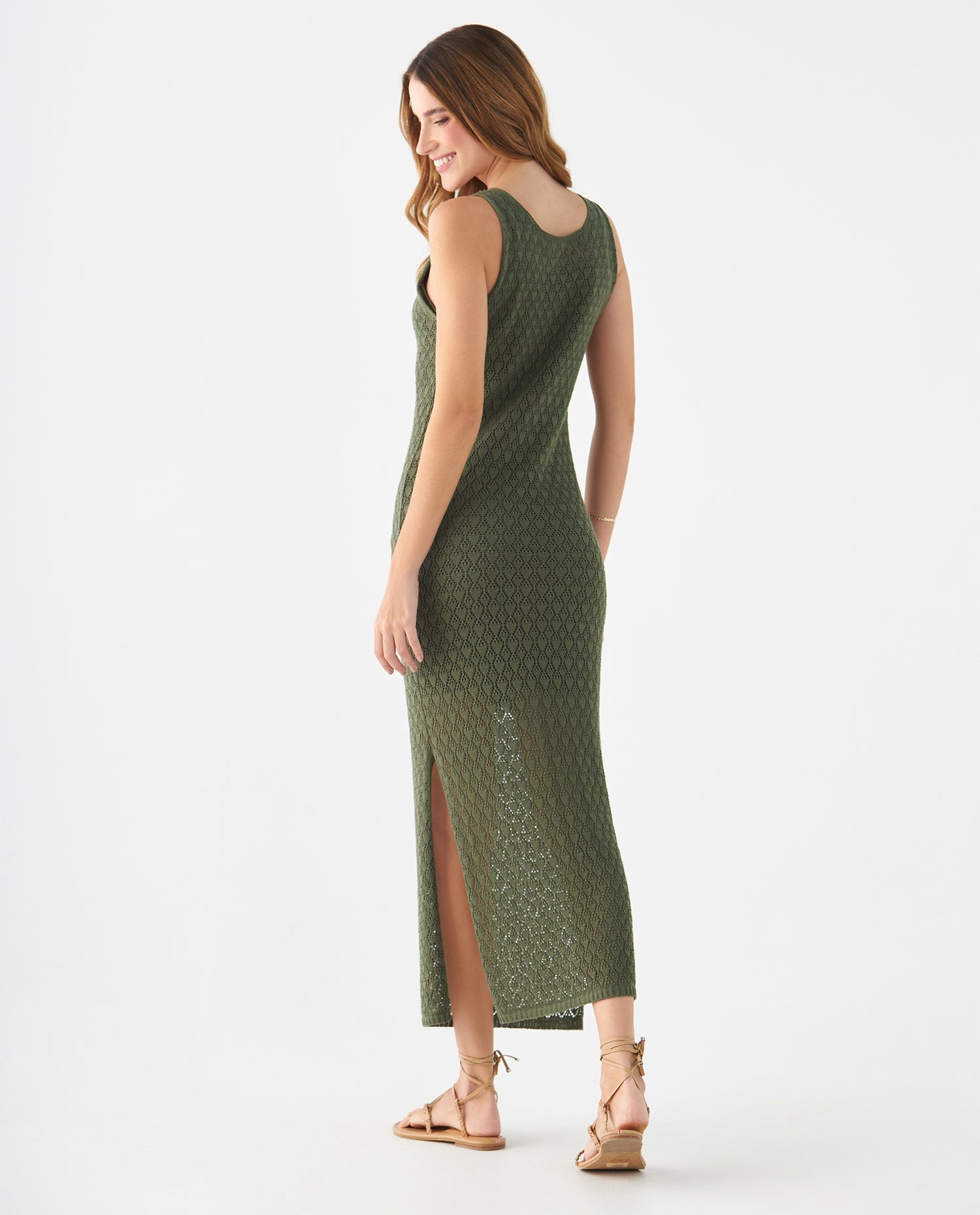 Vestido largo tejido para mujer - Verde