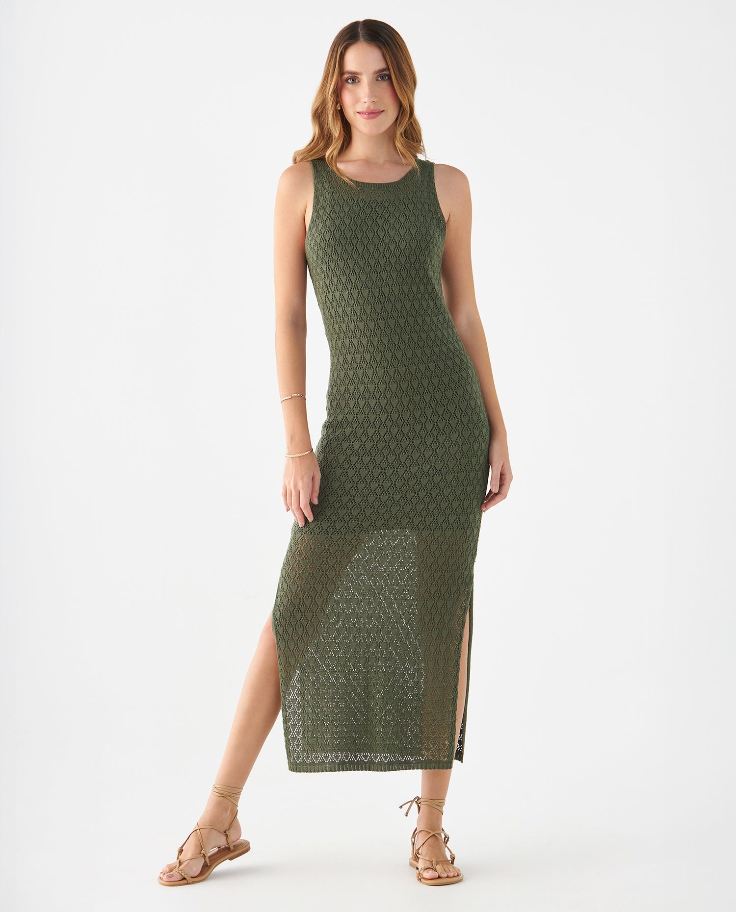 Vestido largo tejido para mujer - Verde