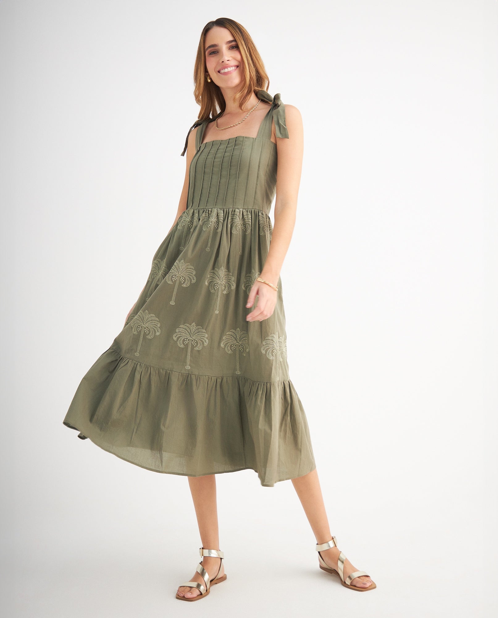 Vestido con detalles bordados para mujer - Verde 34_699F101_VER114804_0