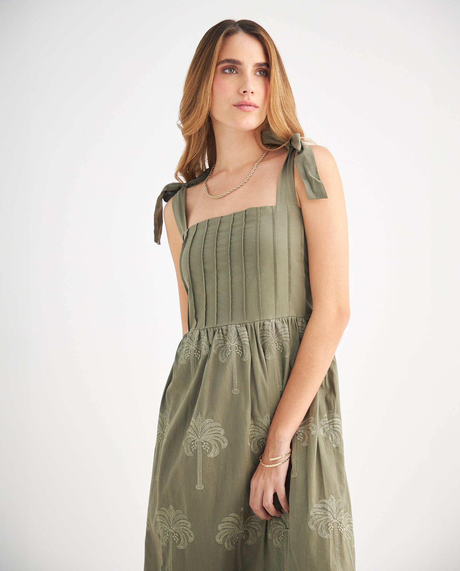 Vestido con detalles bordados para mujer - Verde 34_699F101_VER114804_3