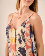 Vestido Patchwork Floral con Tirantes Ajustables - Blanco
