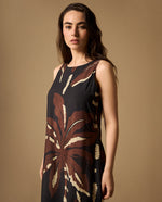Vestido Largo con Estampado Tropical - Azul