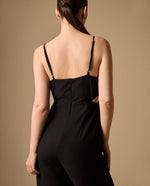 Enterizo Beige con Detalle Cut-Out Lateral - Negro