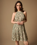 Vestido Floral con Volante - Verde