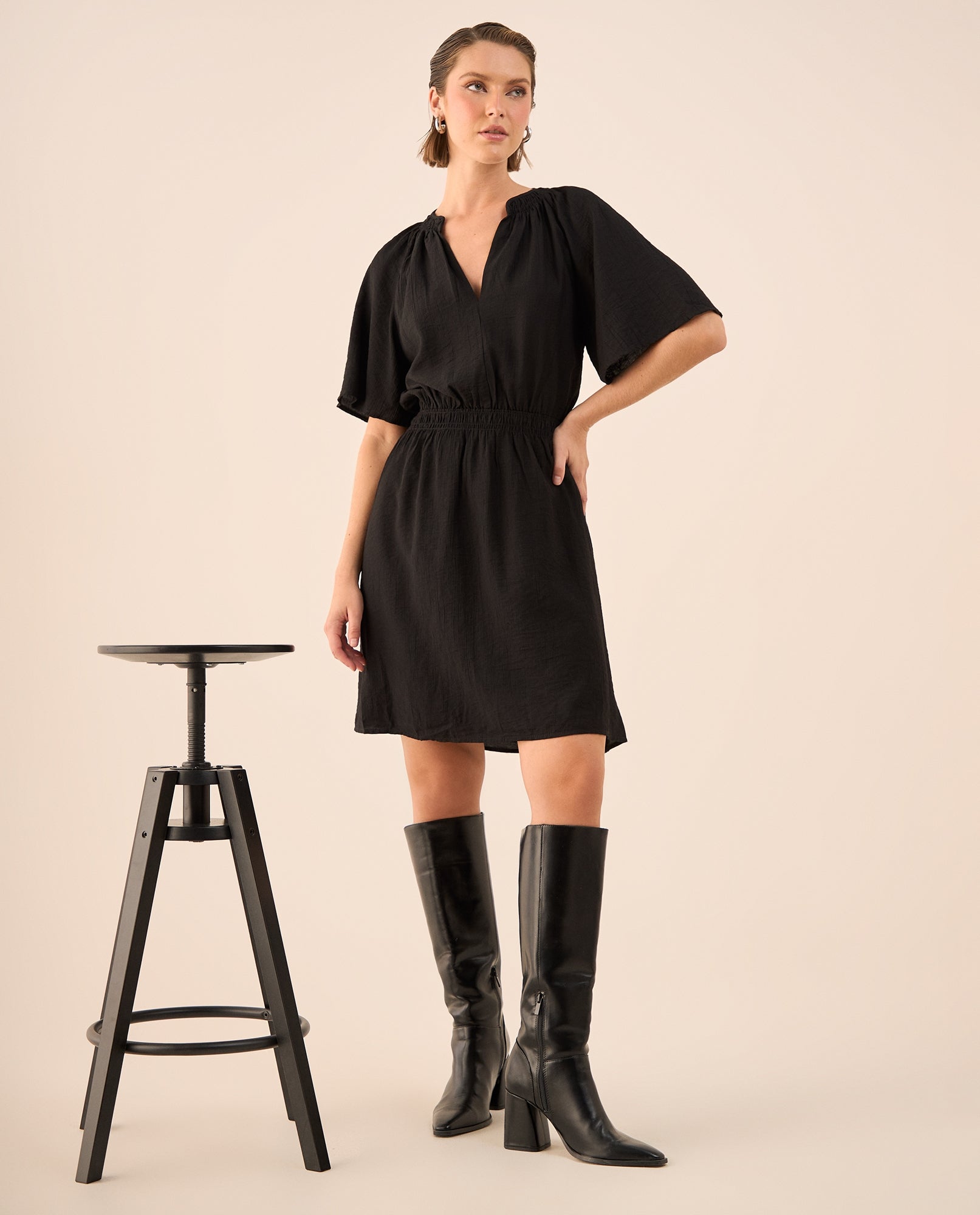 Vestido Bohemio Mangas Kimono - Negro 34_699G200_NEG193909_3