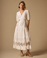 Vestido largo algodón bordado - Crudo