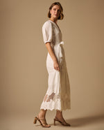 Vestido largo algodón bordado - Crudo