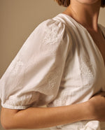 Vestido largo algodón bordado - Crudo