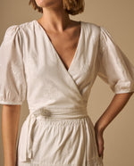 Vestido largo algodón bordado - Crudo