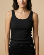 Camiseta manga sisa cuello redondo largo extendido - Negro