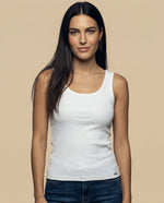 Camiseta manga sisa tejido acanalado - Blanco