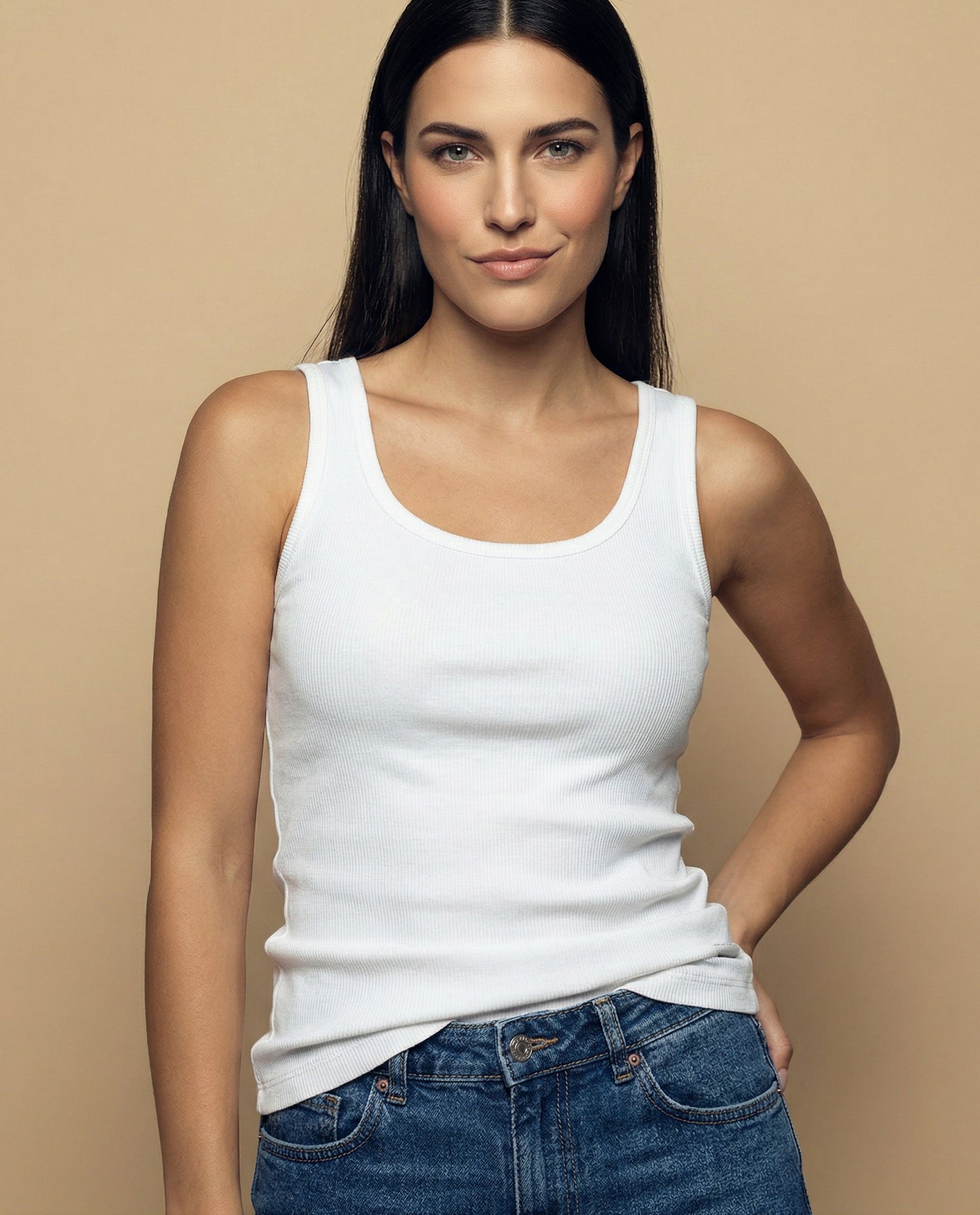Camiseta manga sisa tejido acanalado - Blanco