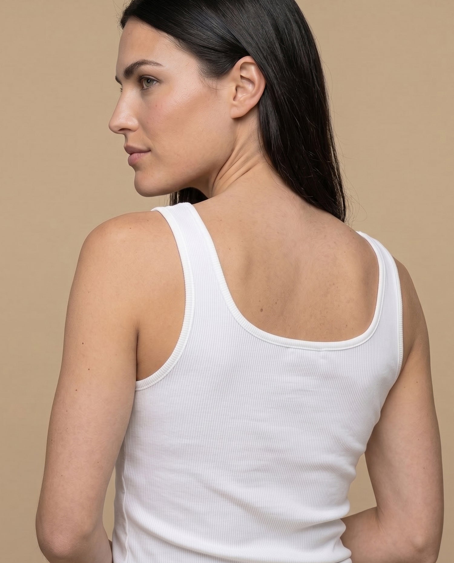 Camiseta manga sisa slim algodón - Blanco
