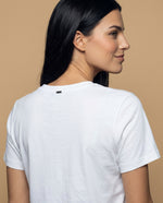 Camiseta bordada manga corta cuello redondo - Crudo