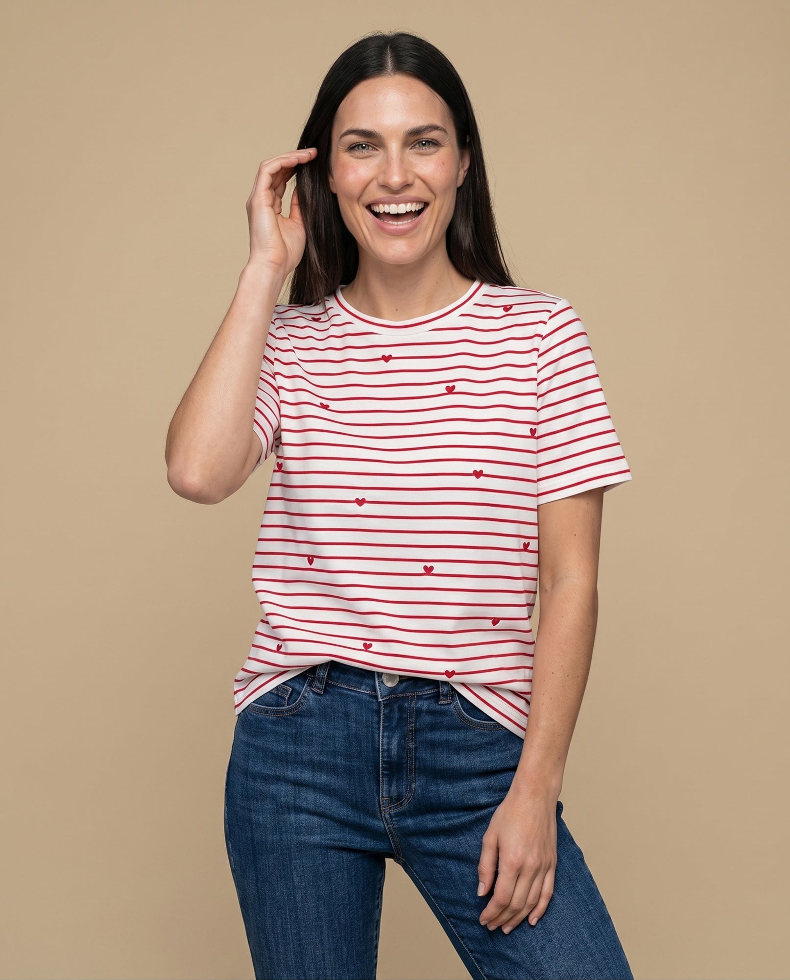 Camiseta rayas corazones manga corta - Crudo 34_902H008_CRU110602_0
