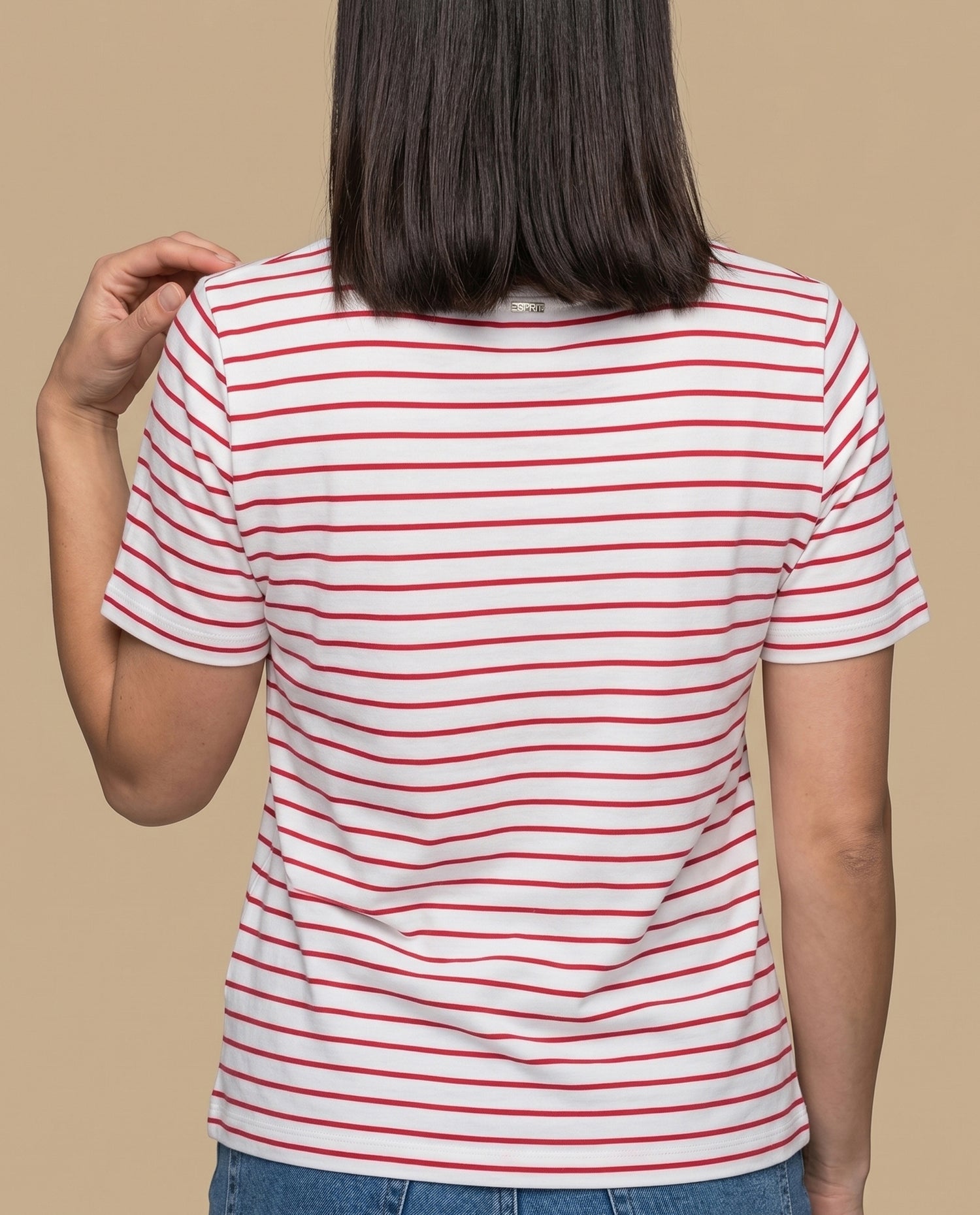 Camiseta rayas corazones manga corta - Crudo