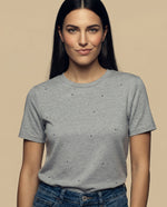 Camiseta manga corta con aplicaciones metálicas - Gris