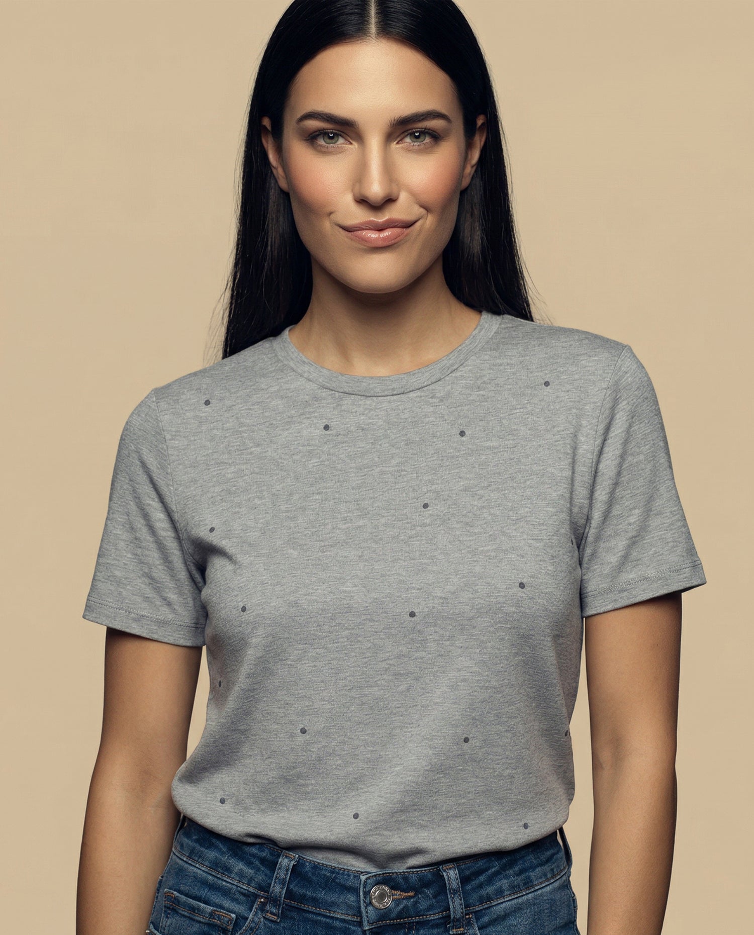 Camiseta manga corta con aplicaciones metálicas - Gris